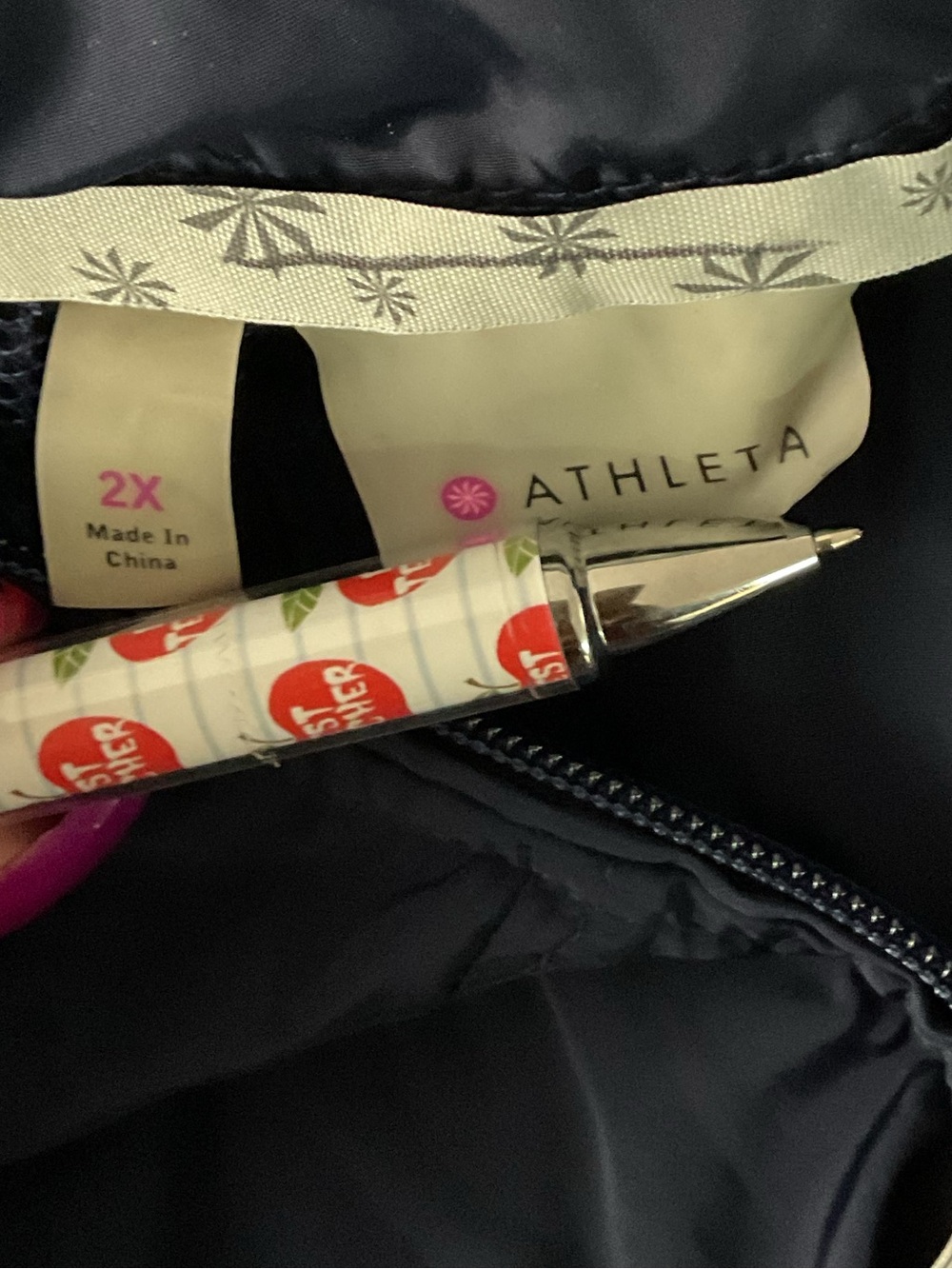 Athleta Navy Hooded Jacket w/ Drawstring Waist P:26” L:38” - Picture 6 of 7